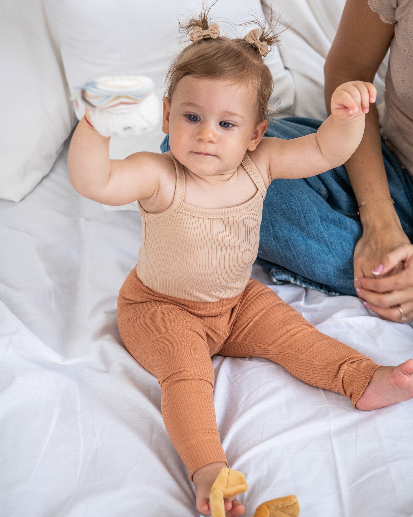 Ribbed leggings - peach