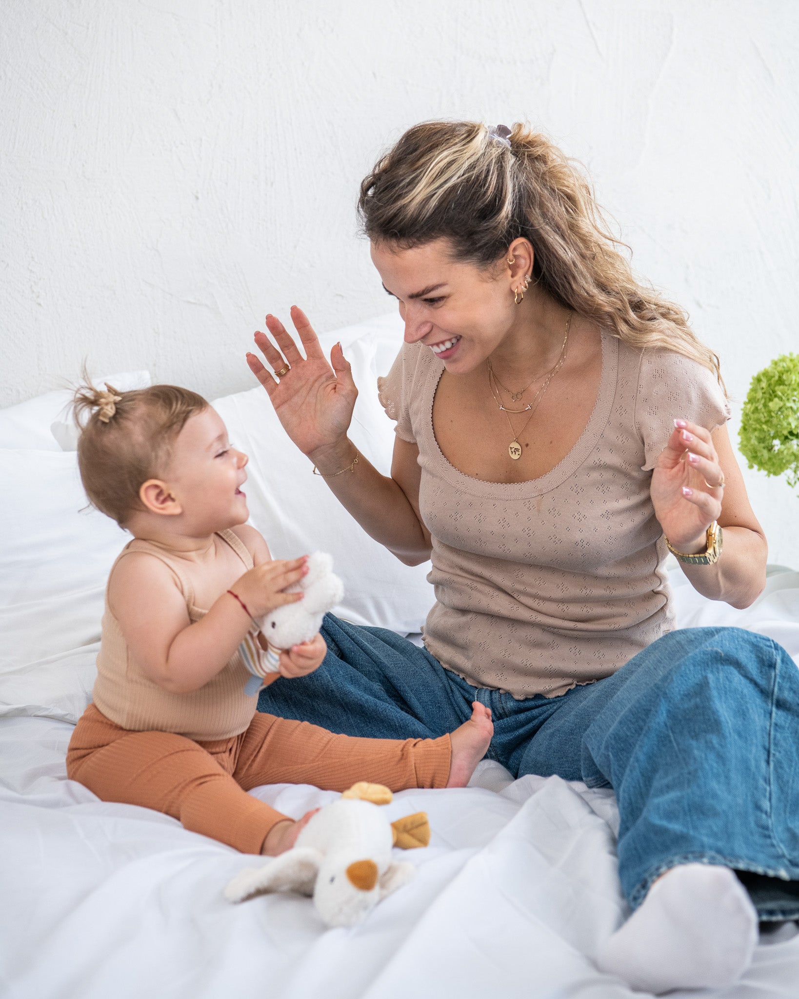 Ribbed leggings - peach