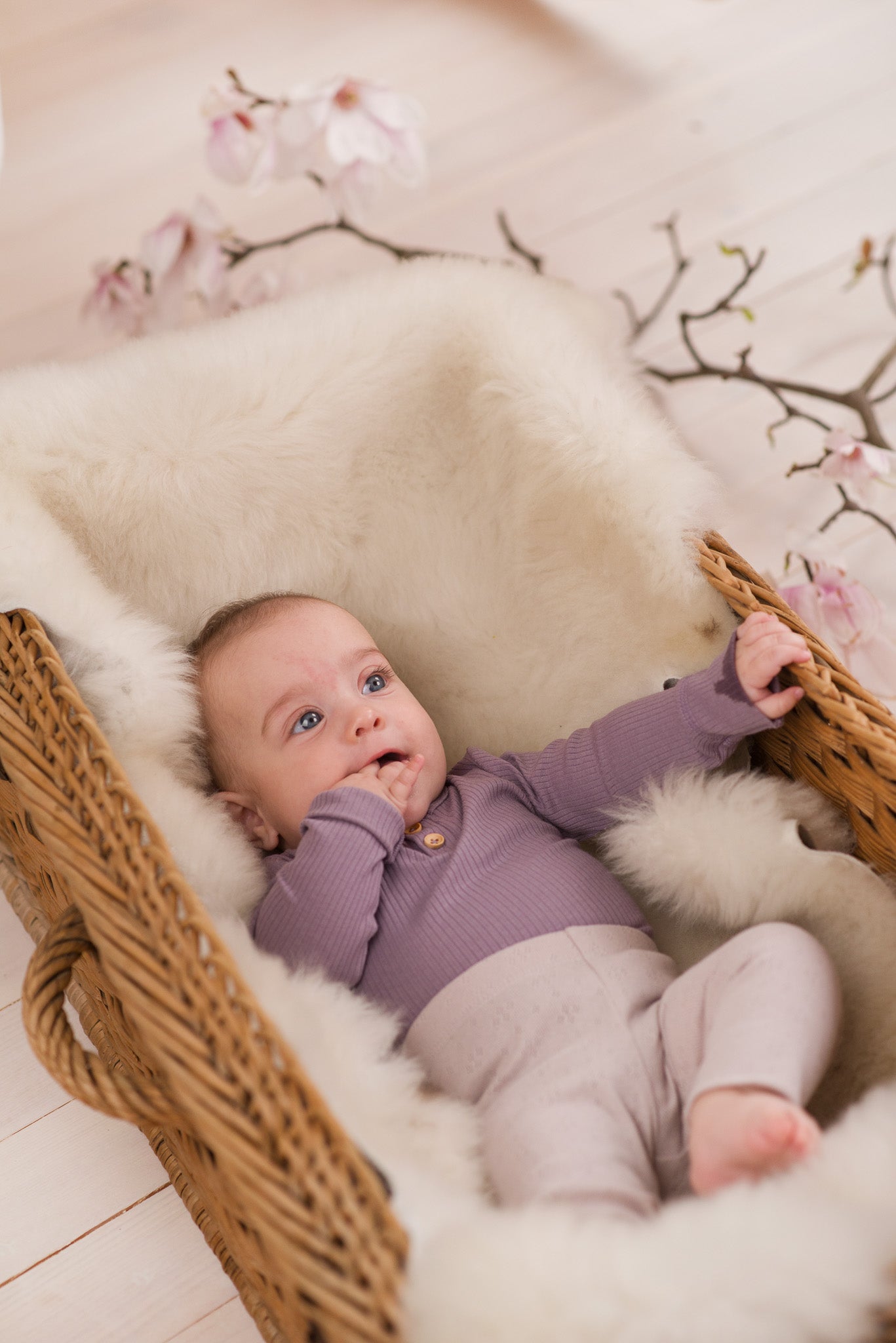 Ribbed bodysuit with long sleeves - purple