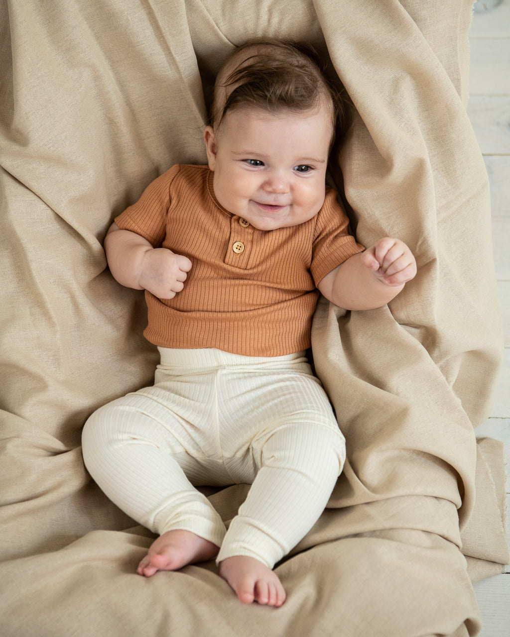 Rebraste helanke - krem