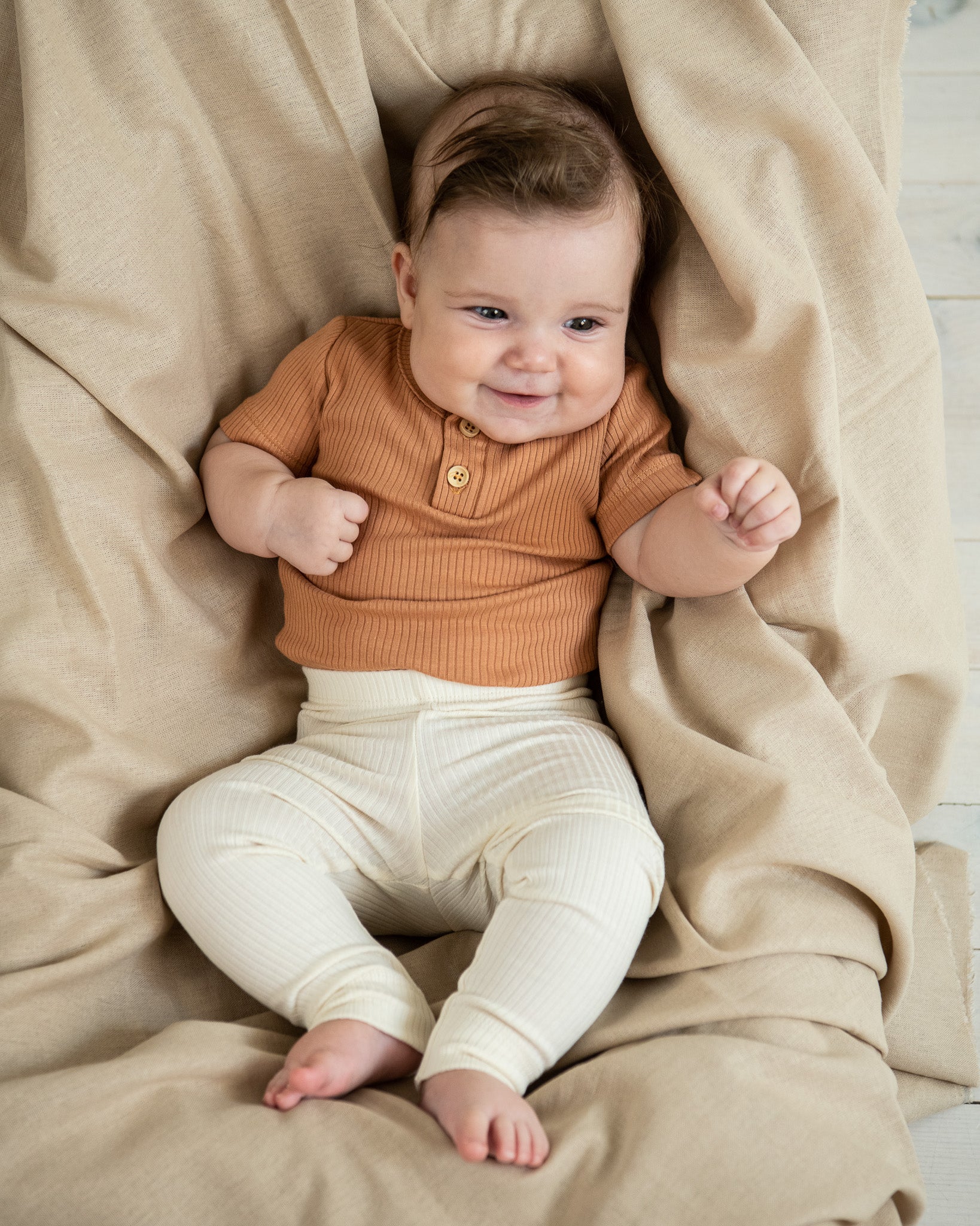 Ribbed leggings - cream