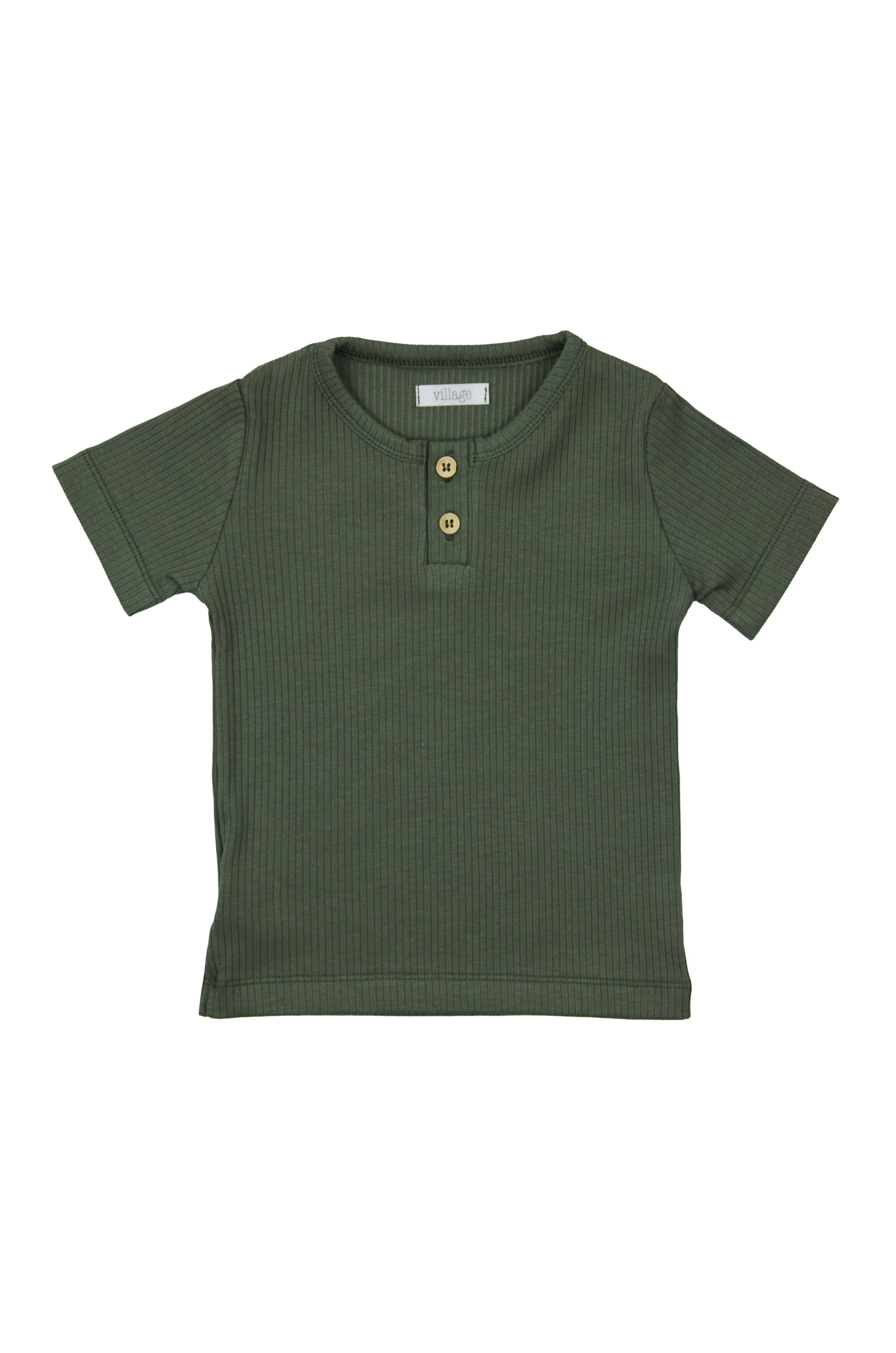 Ribbed short-sleeved shirt - green