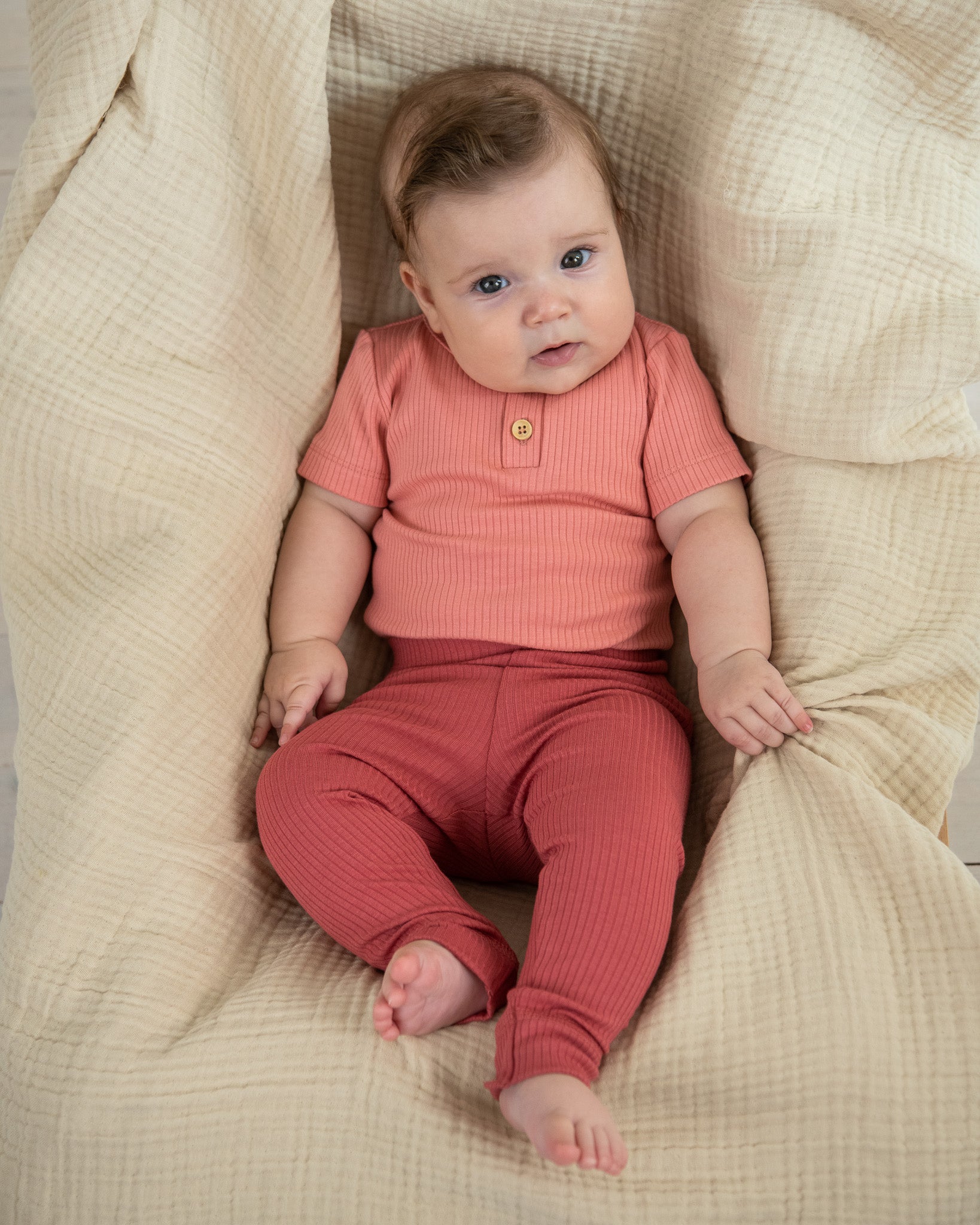 Ribbed leggings - roseberry