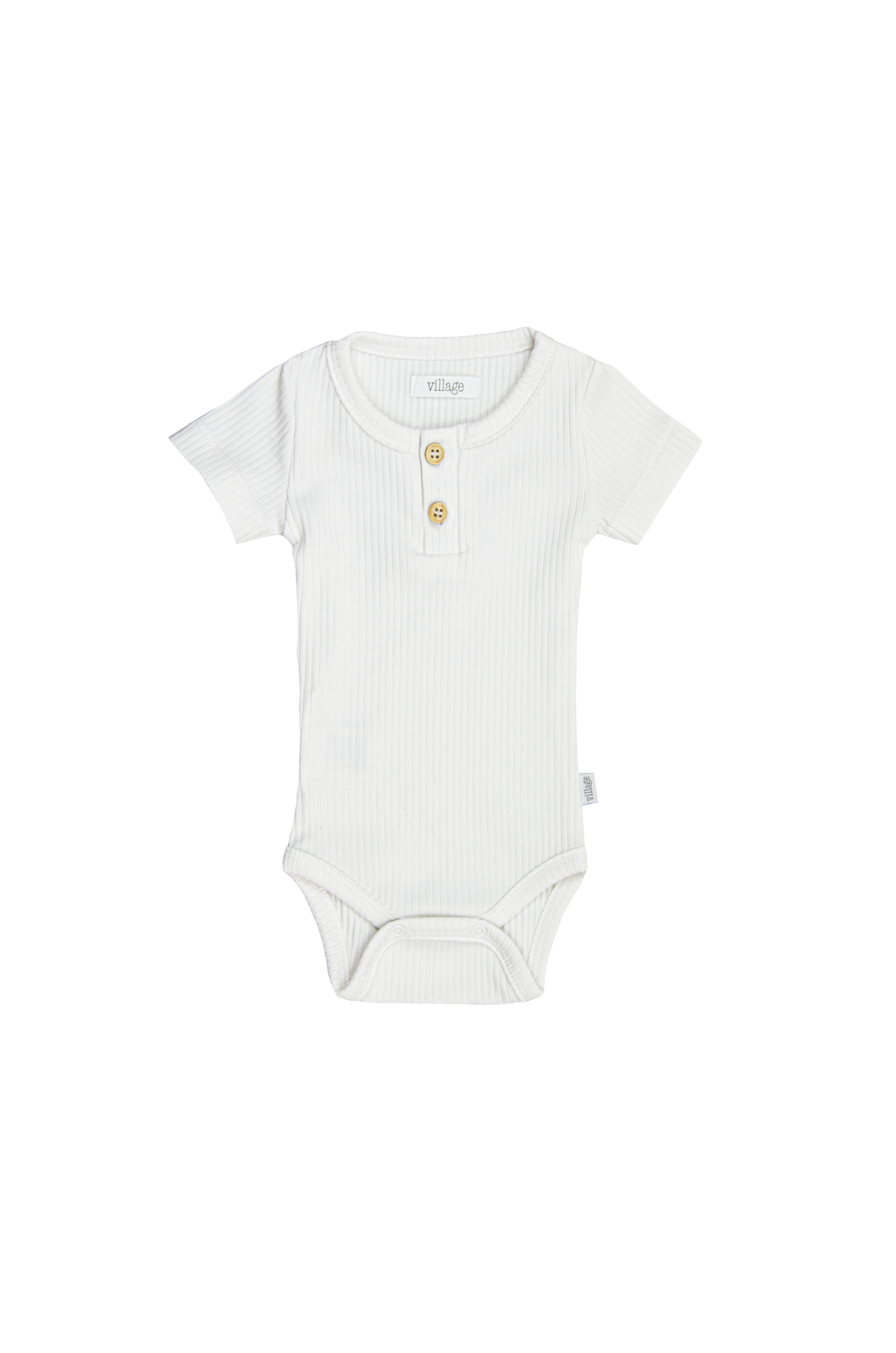 Ribbed body with short sleeves - white