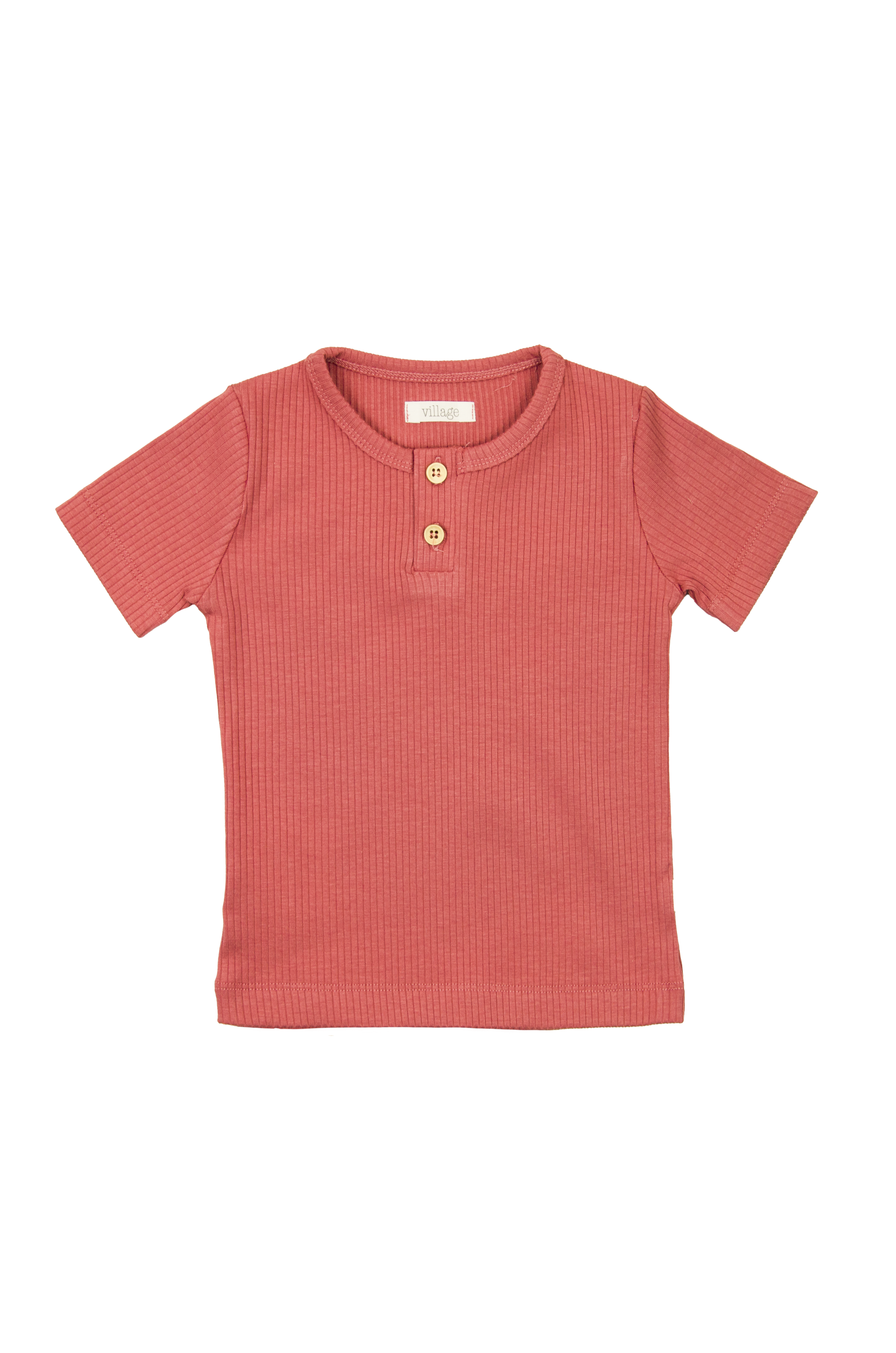 Ribbed short-sleeved shirt - raspberry