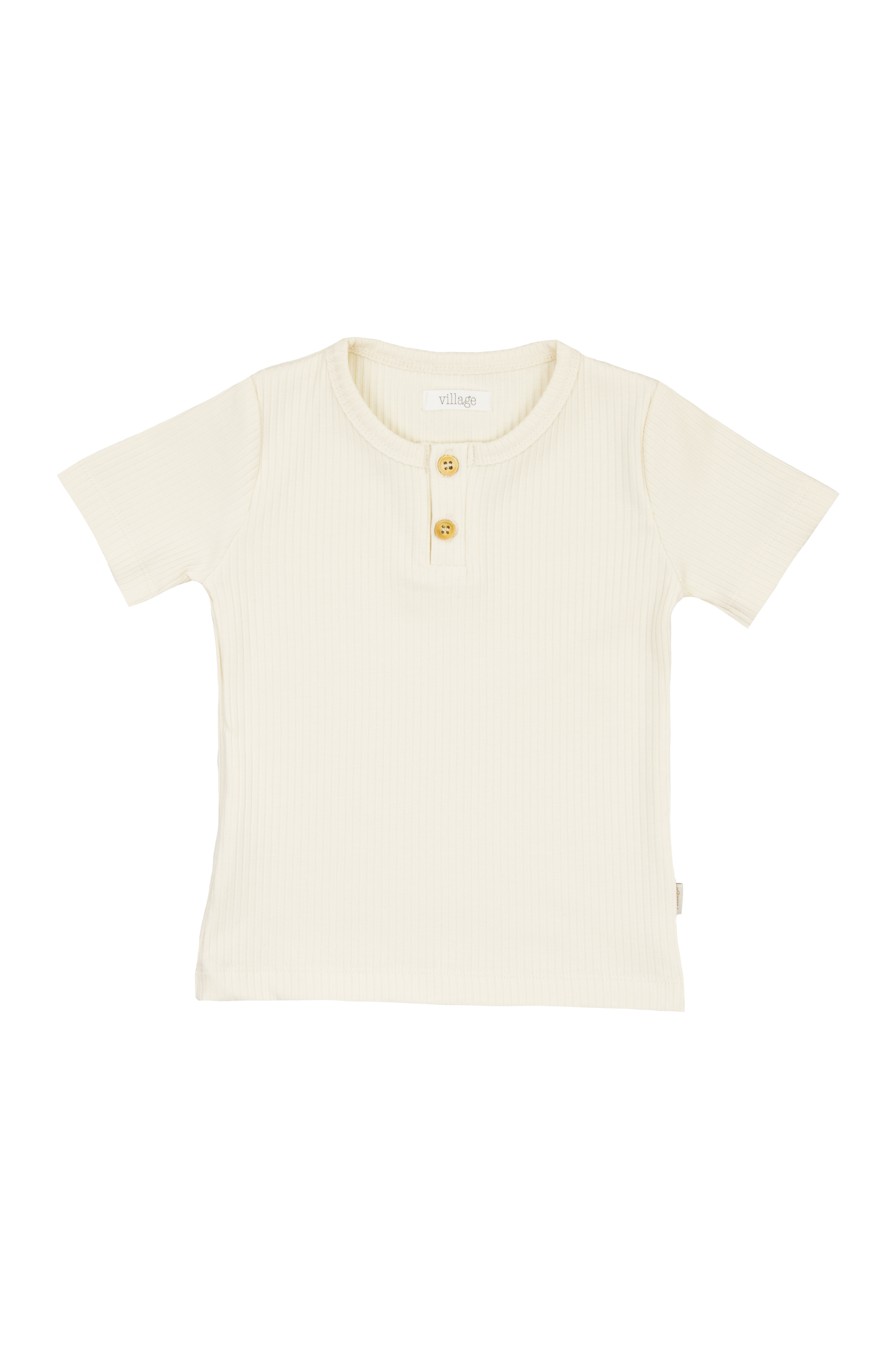 Ribbed short-sleeved T-shirt - cream