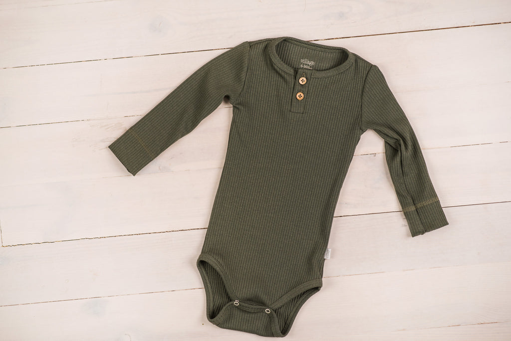 Rebrasti bodi dugih rukava - zelena