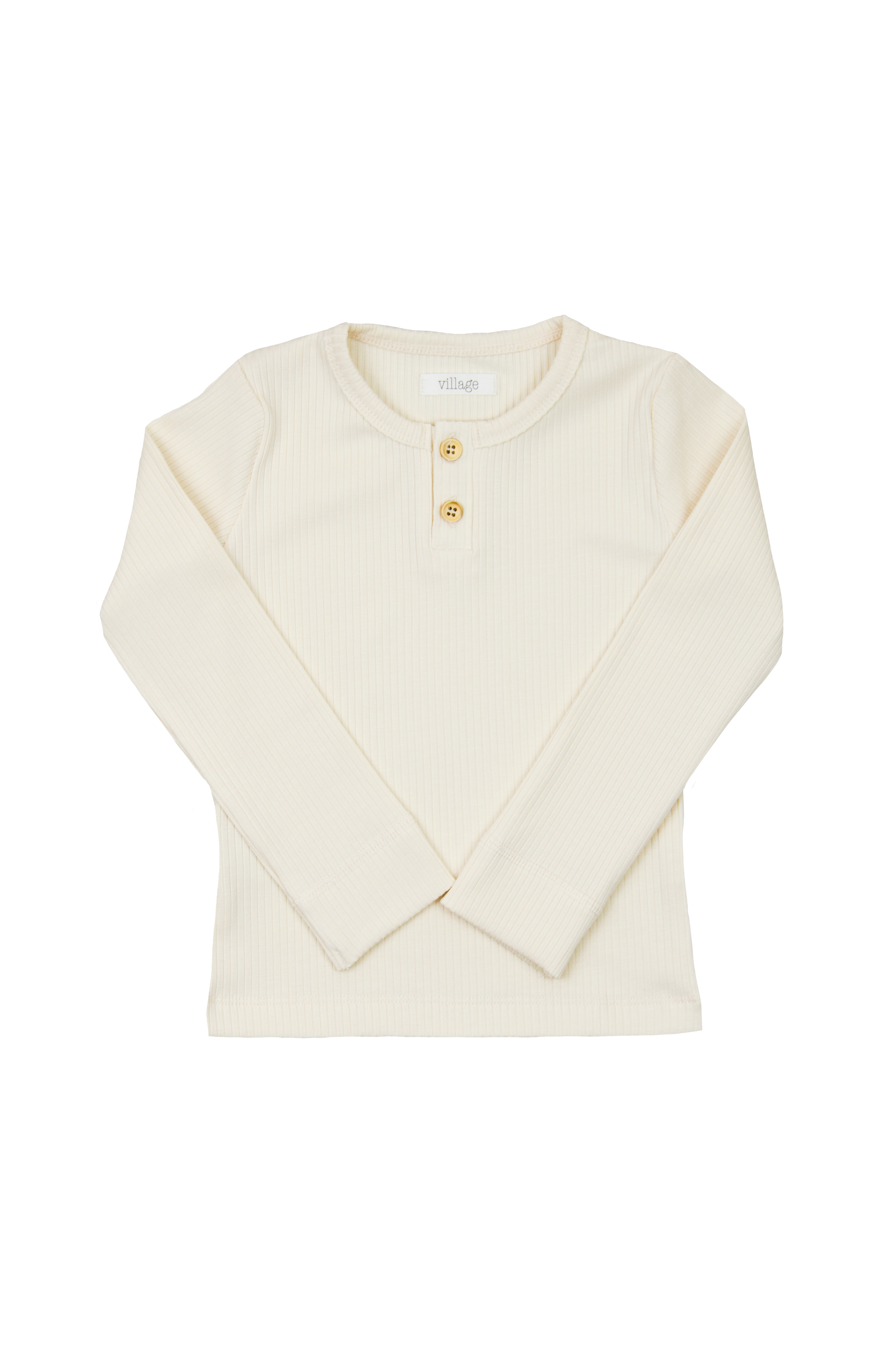 Ribbed long-sleeved T-shirt - cream