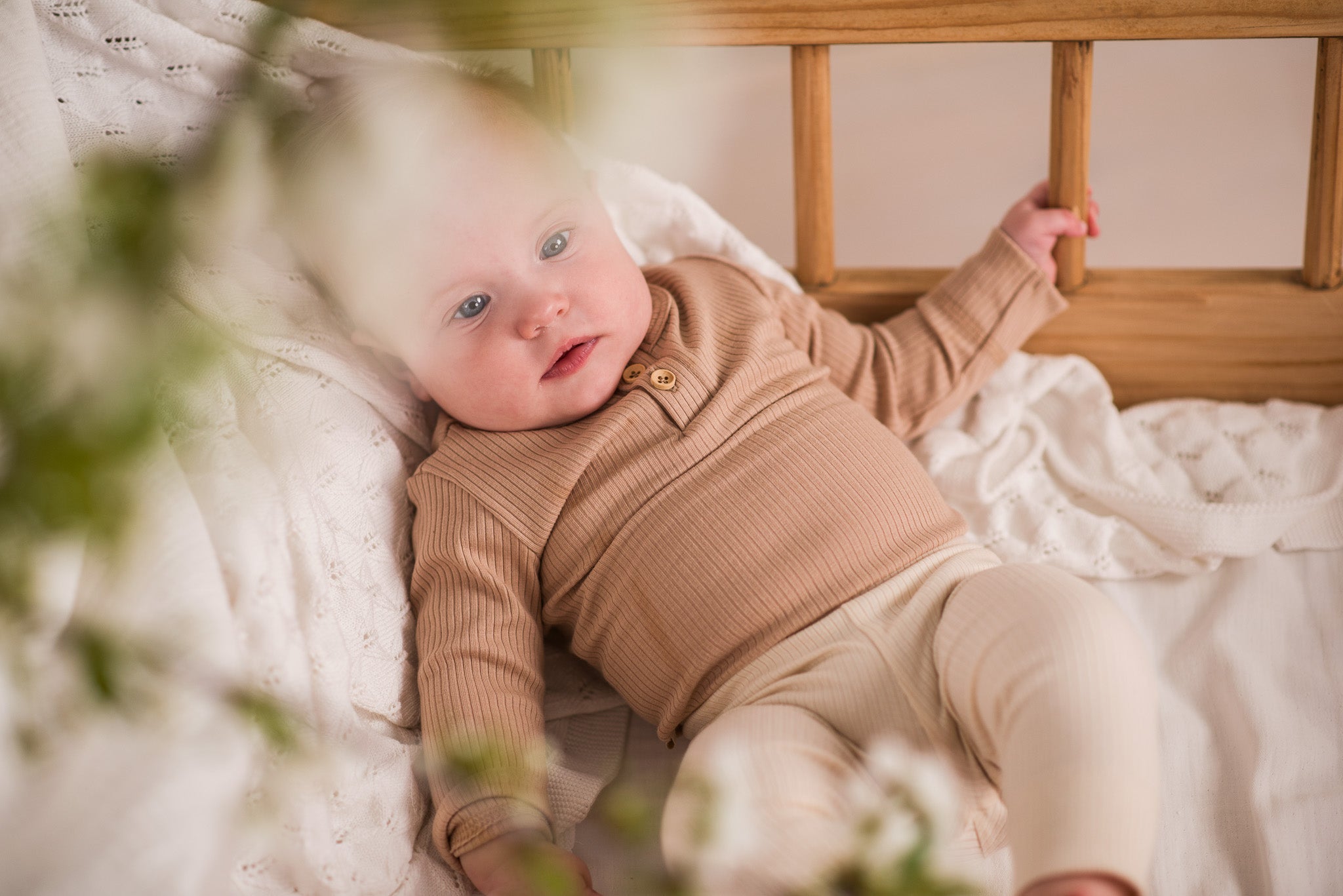 Ribbed bodysuit with long sleeves - ocher