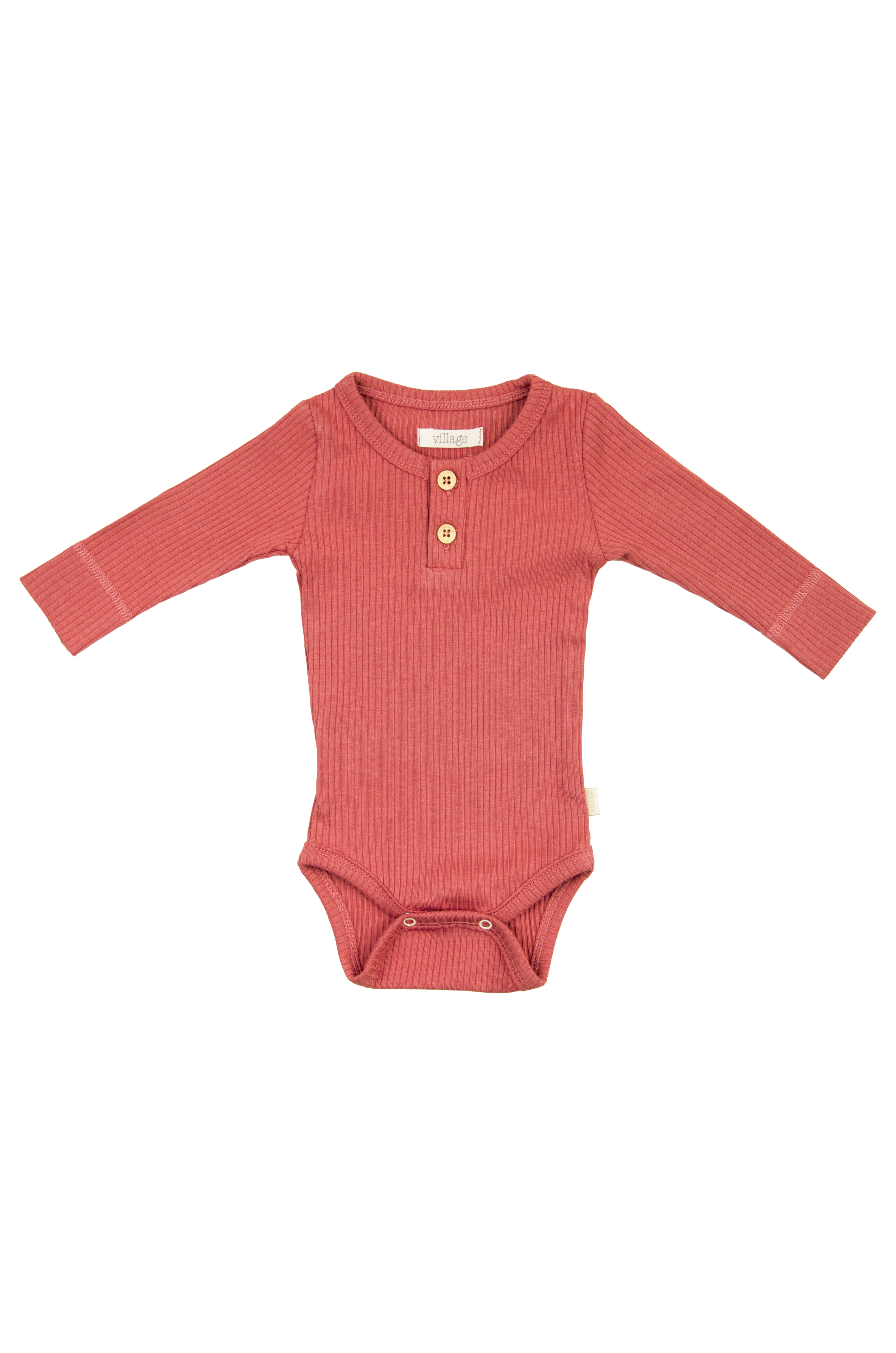 Ribbed bodysuit with long sleeves - raspberry