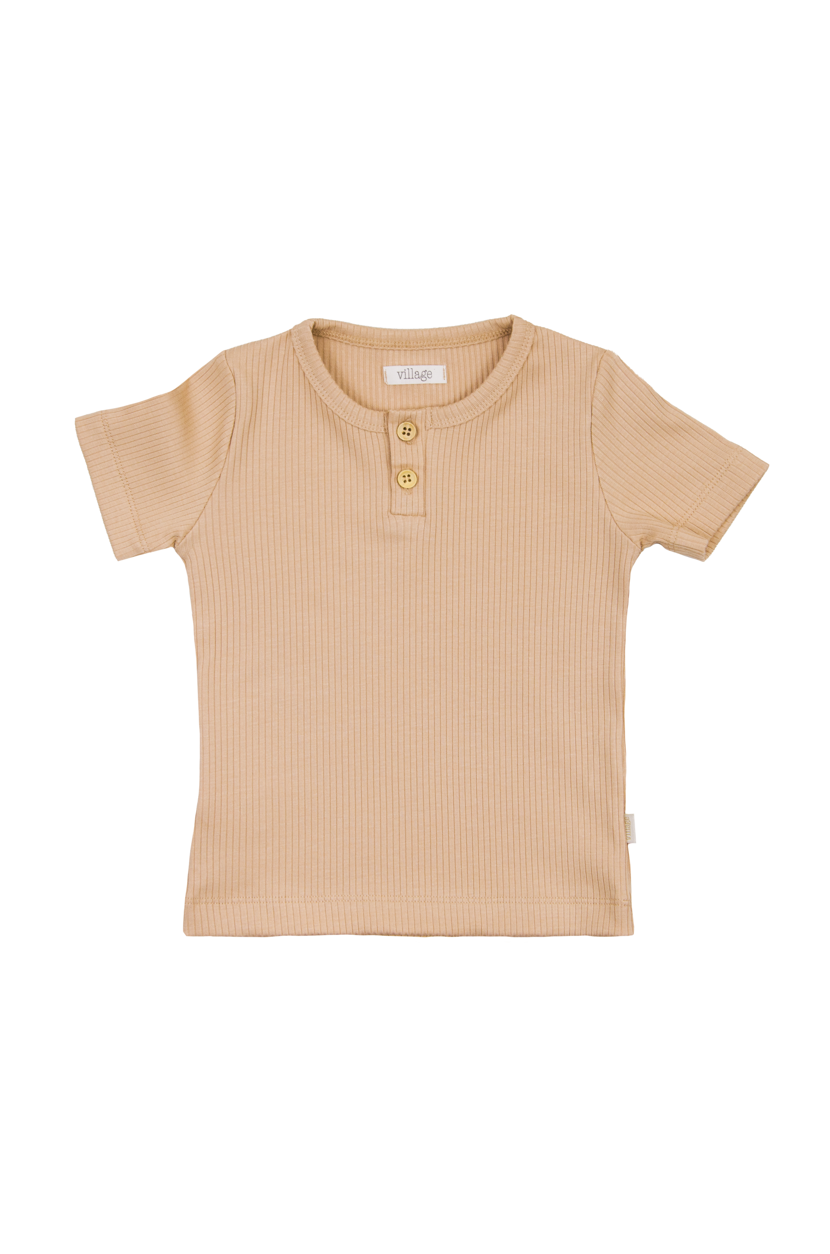 Ribbed short-sleeved T-shirt - ocher