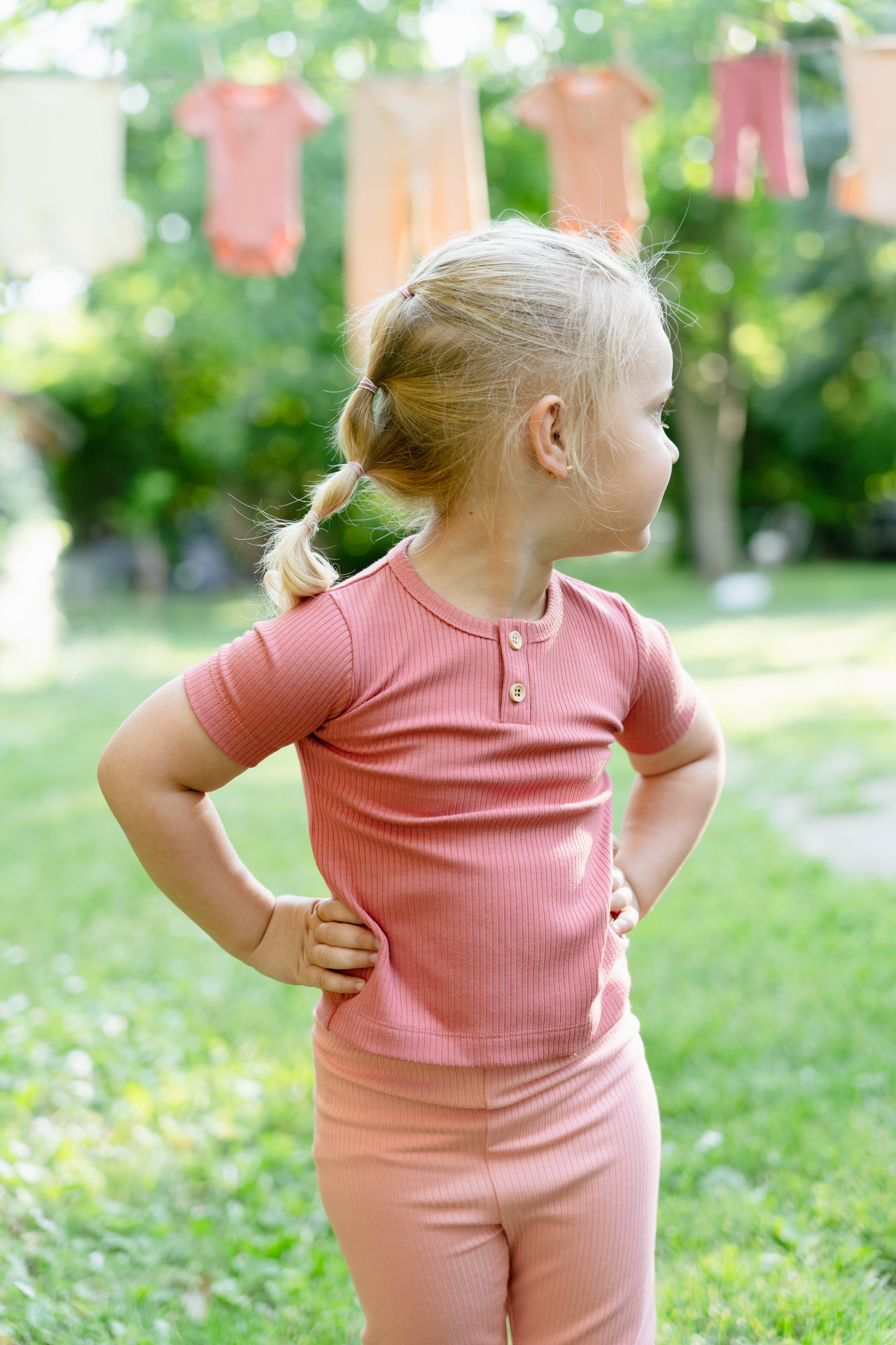 Ribbed short-sleeved shirt - raspberry