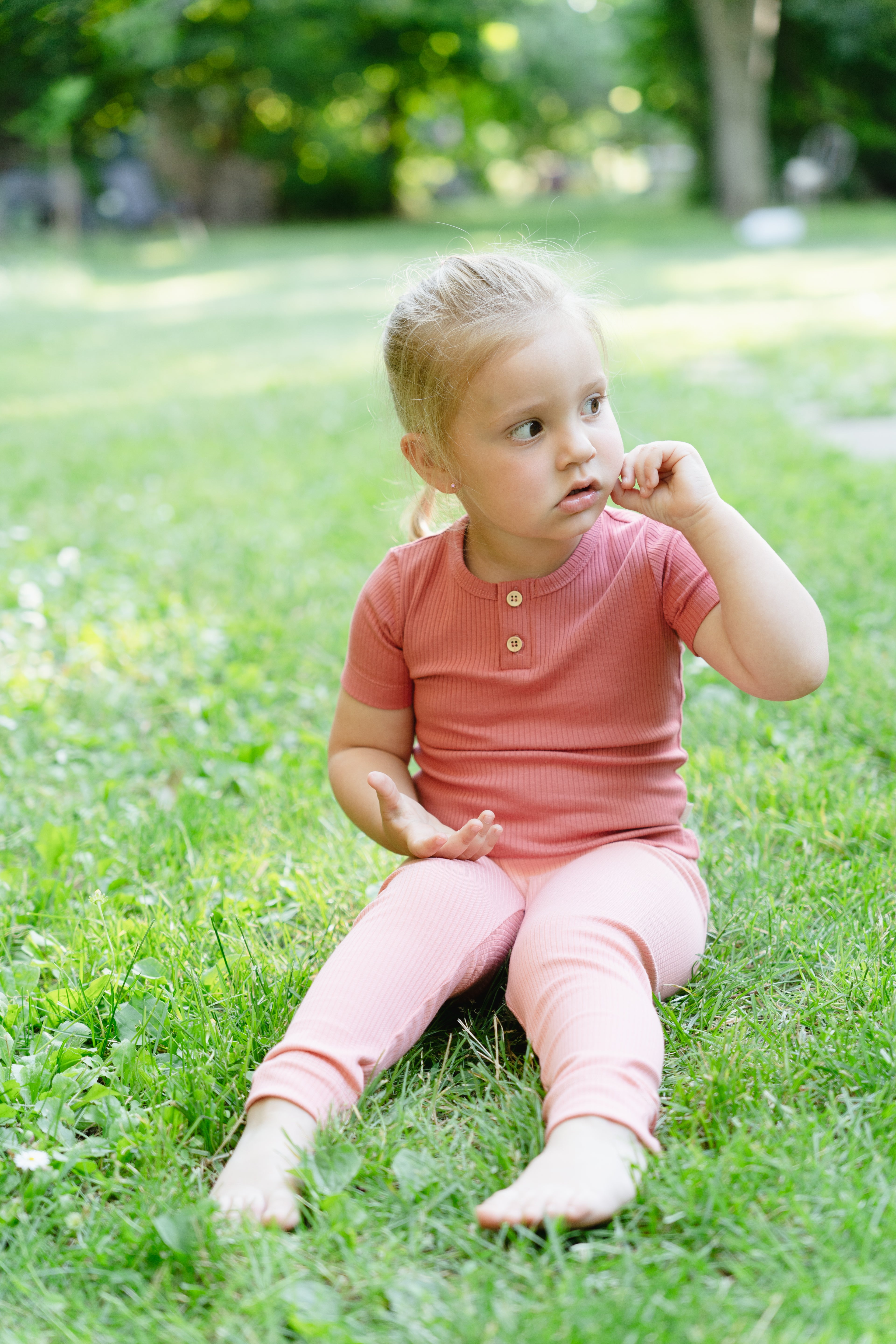 Ribbed leggings - salmon