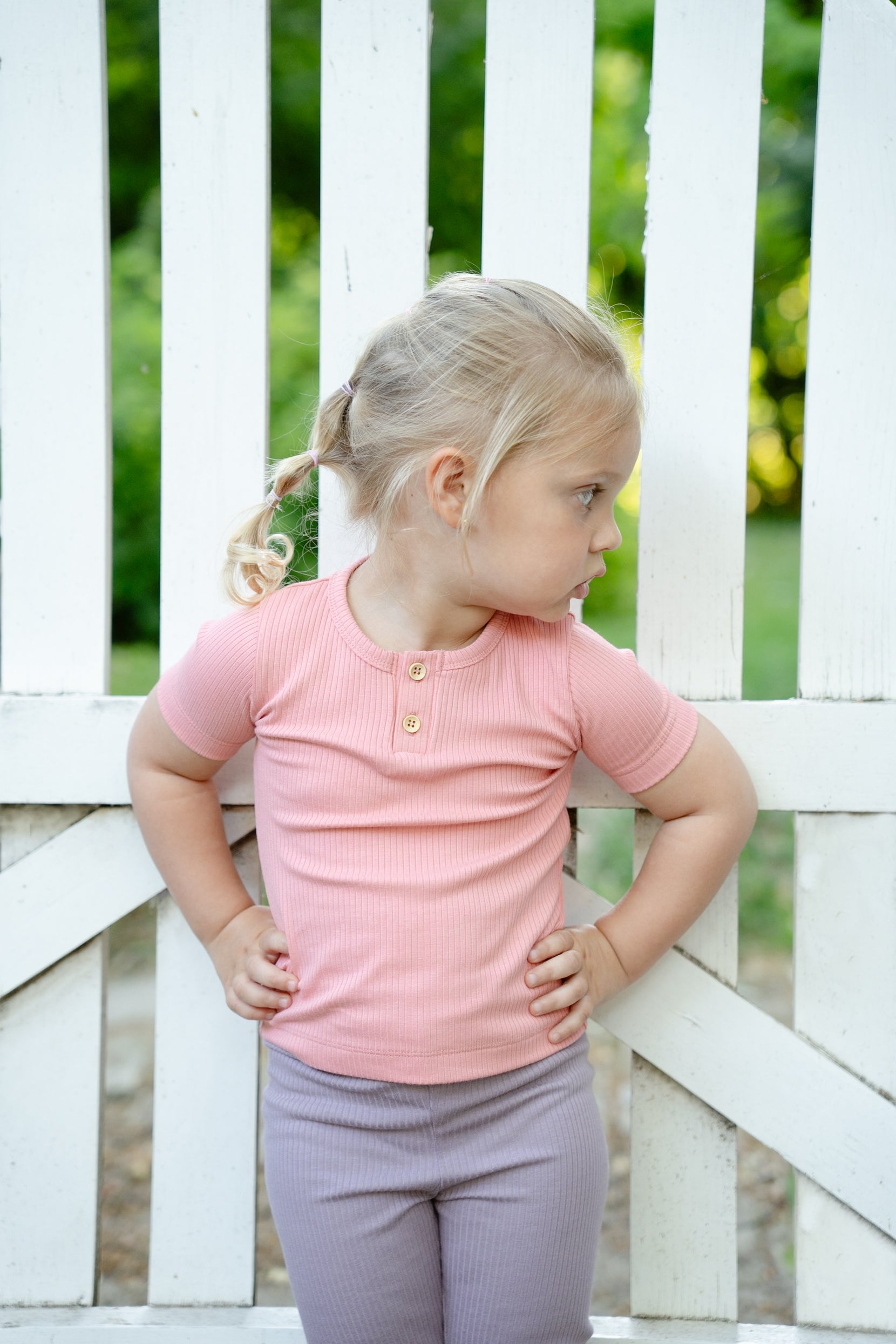 Ribbed short-sleeved shirt - salmon