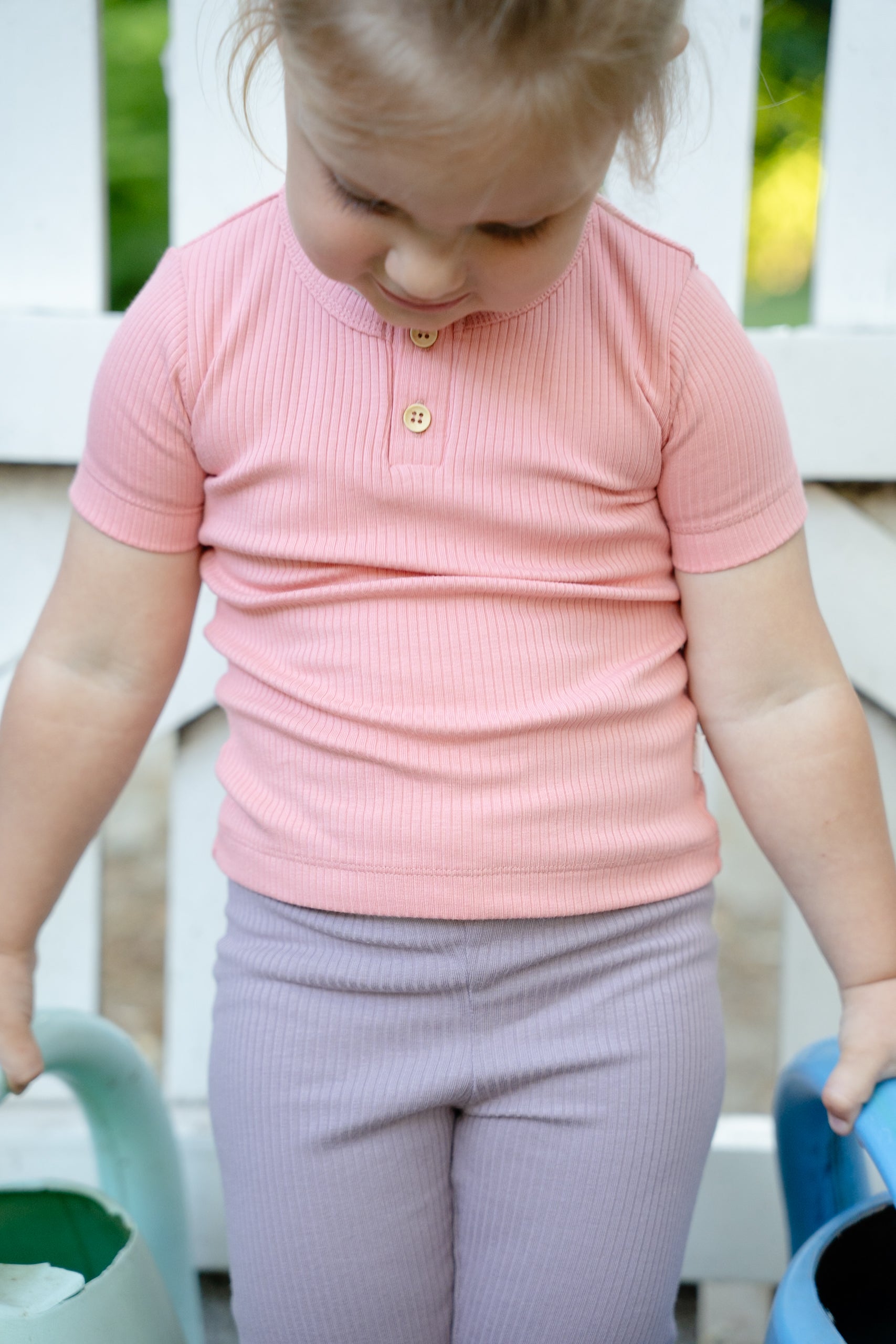 Ribbed short-sleeved shirt - salmon