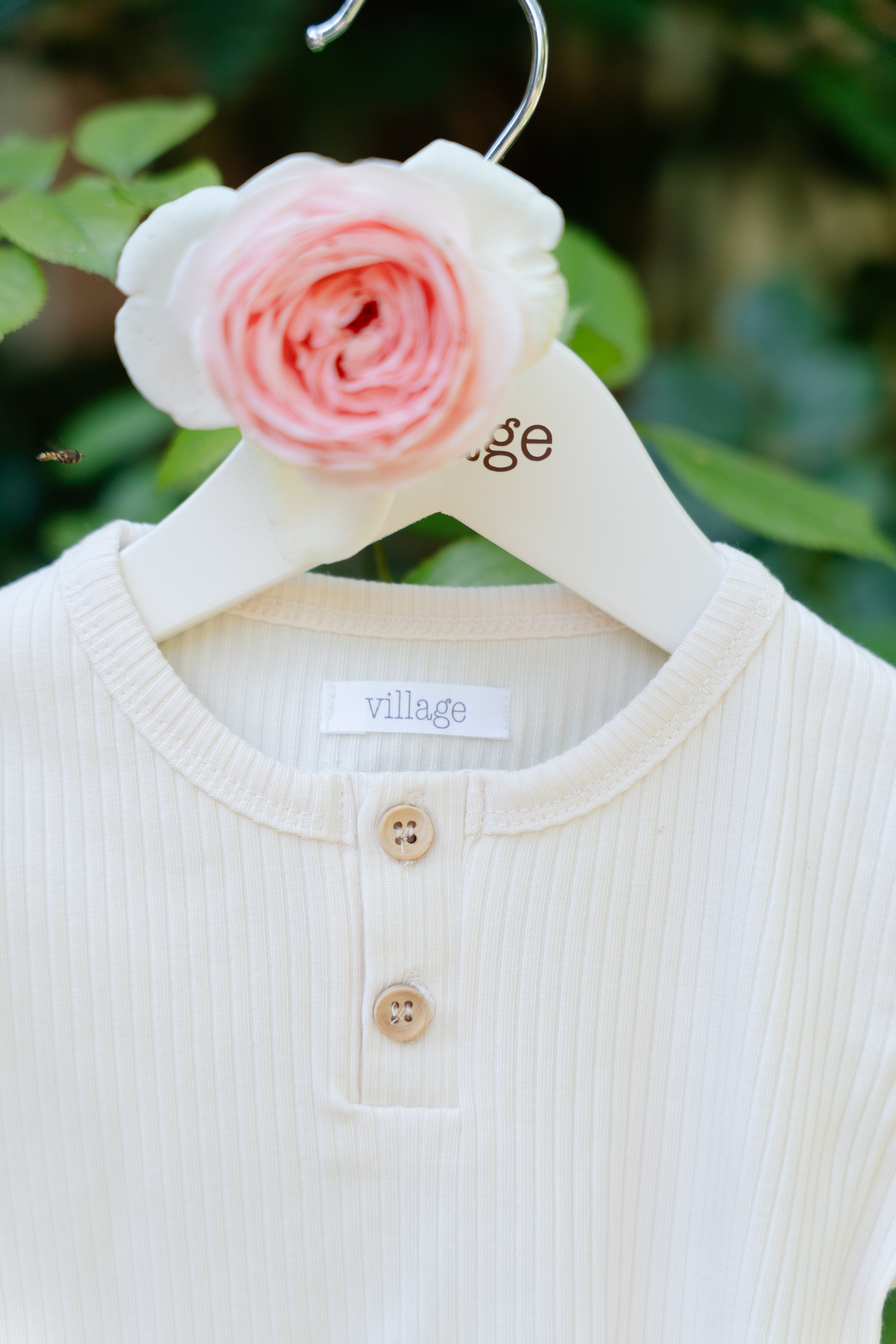 Ribbed short-sleeved T-shirt - cream