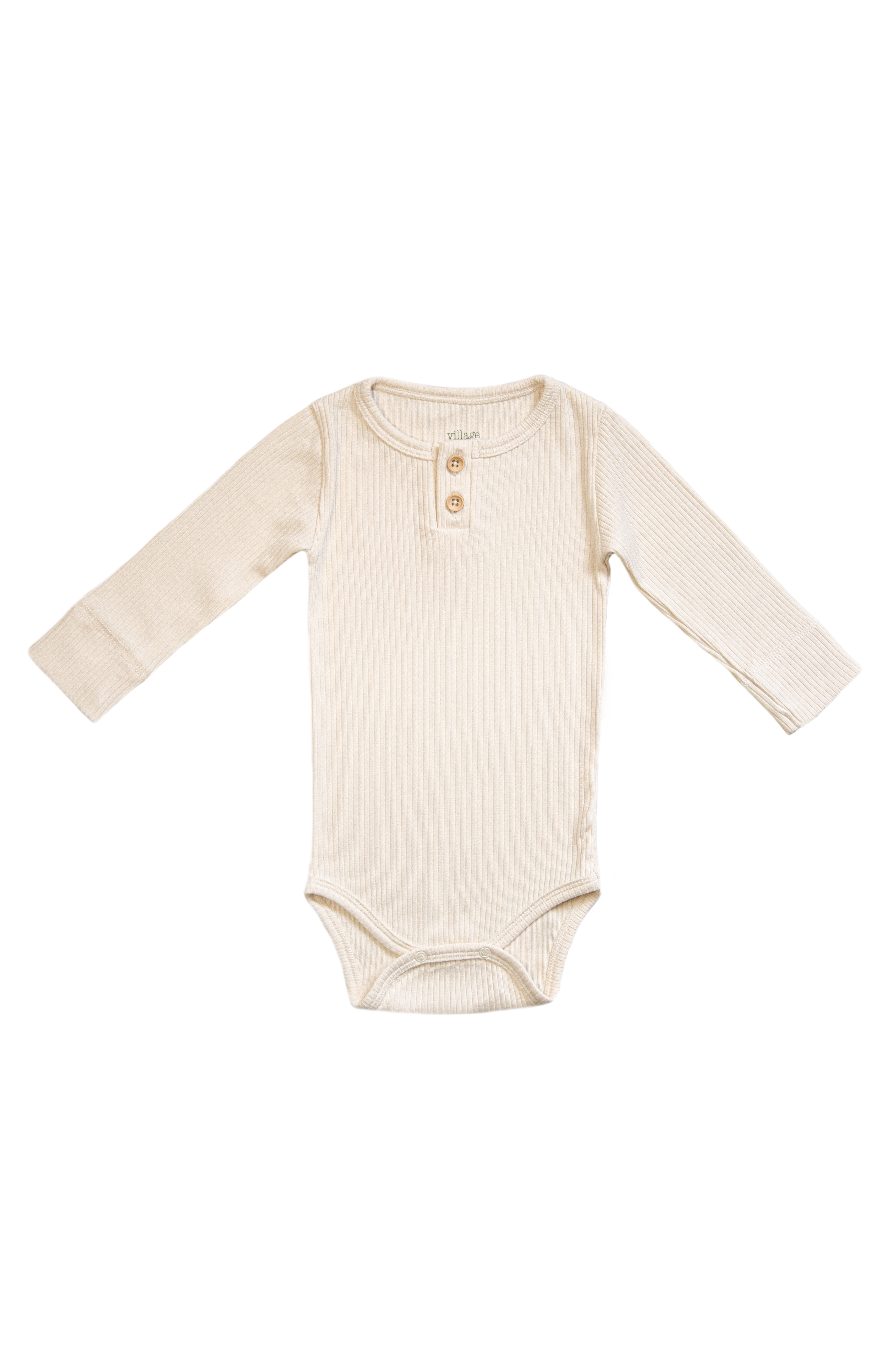 Ribbed bodysuit with long sleeves - cream