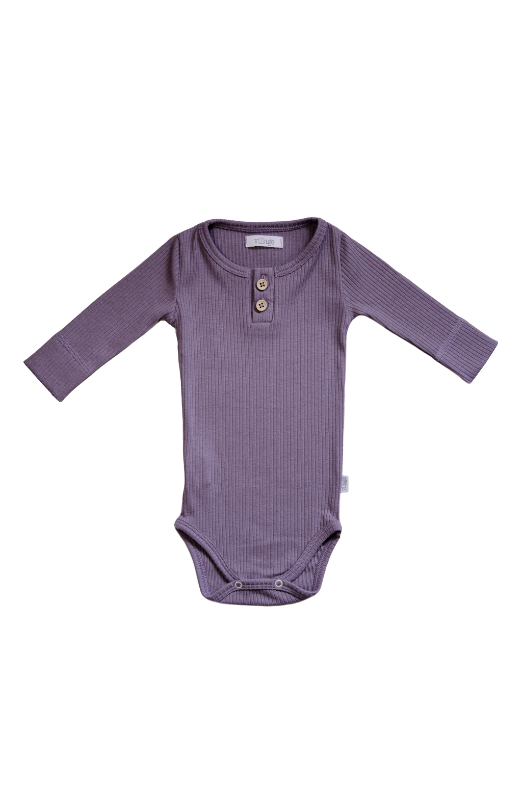 Ribbed bodysuit with long sleeves - purple