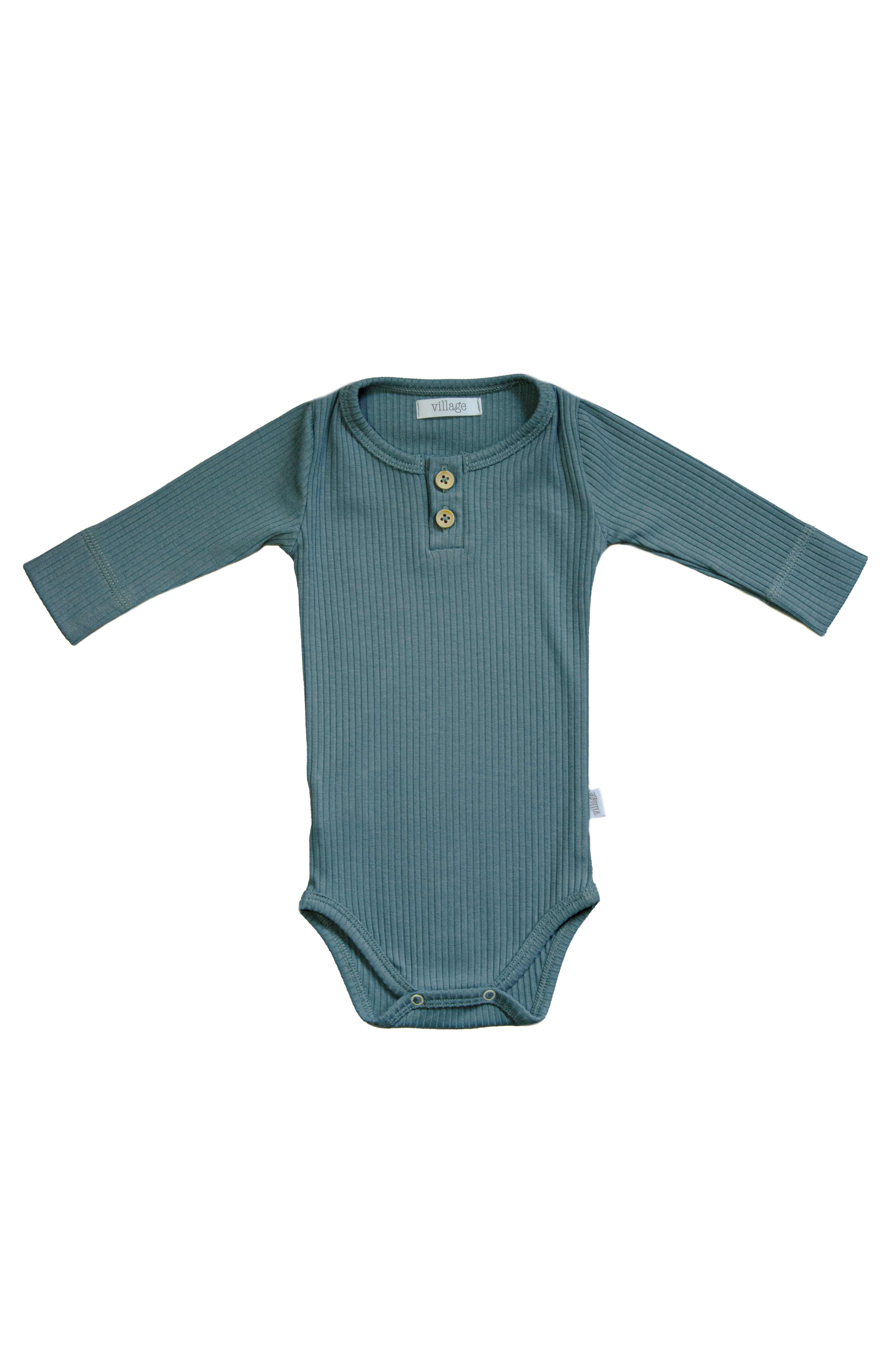 Ribbed bodysuit with long sleeves - petroleum blue