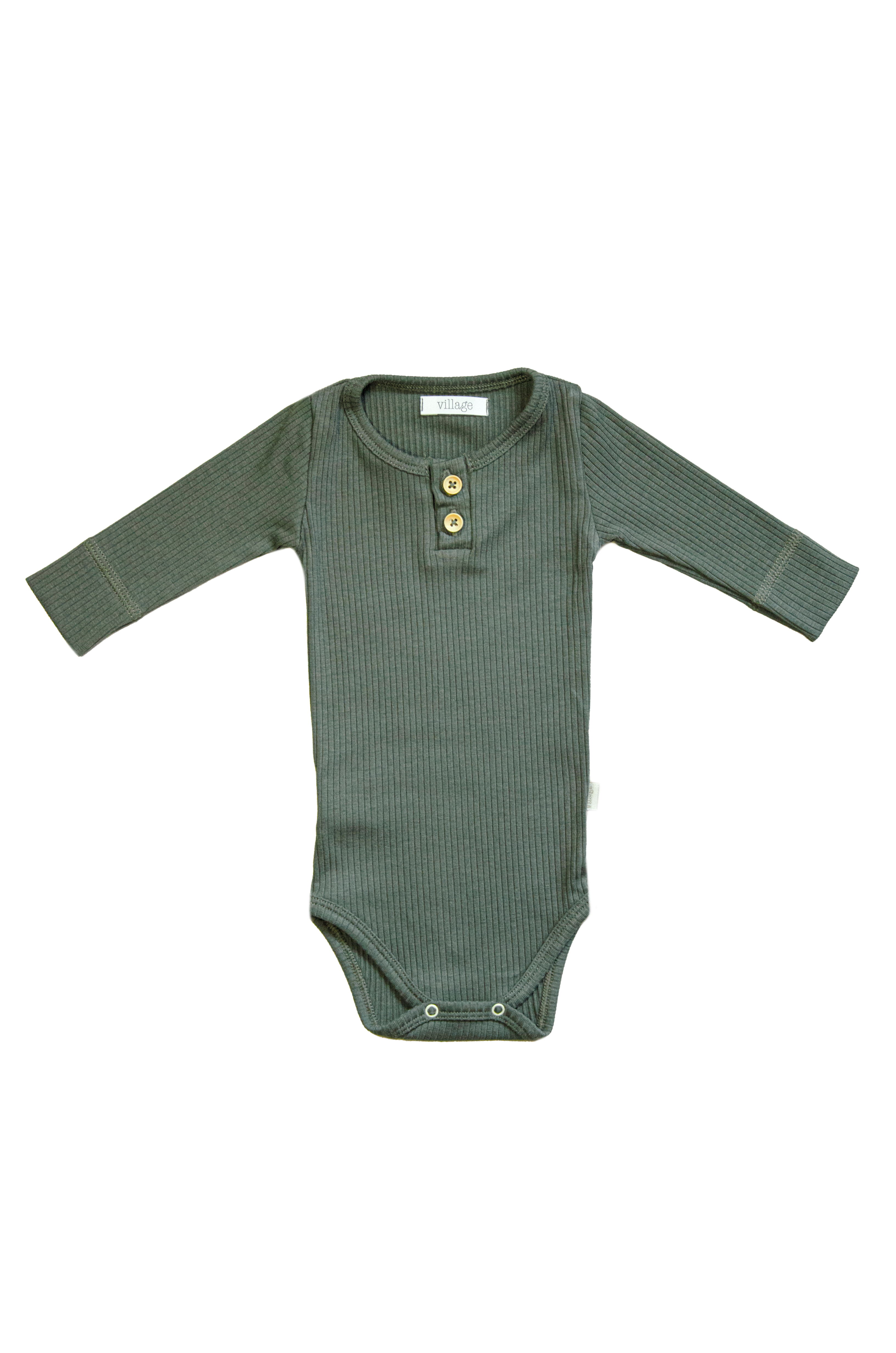 Ribbed bodysuit with long sleeves - green