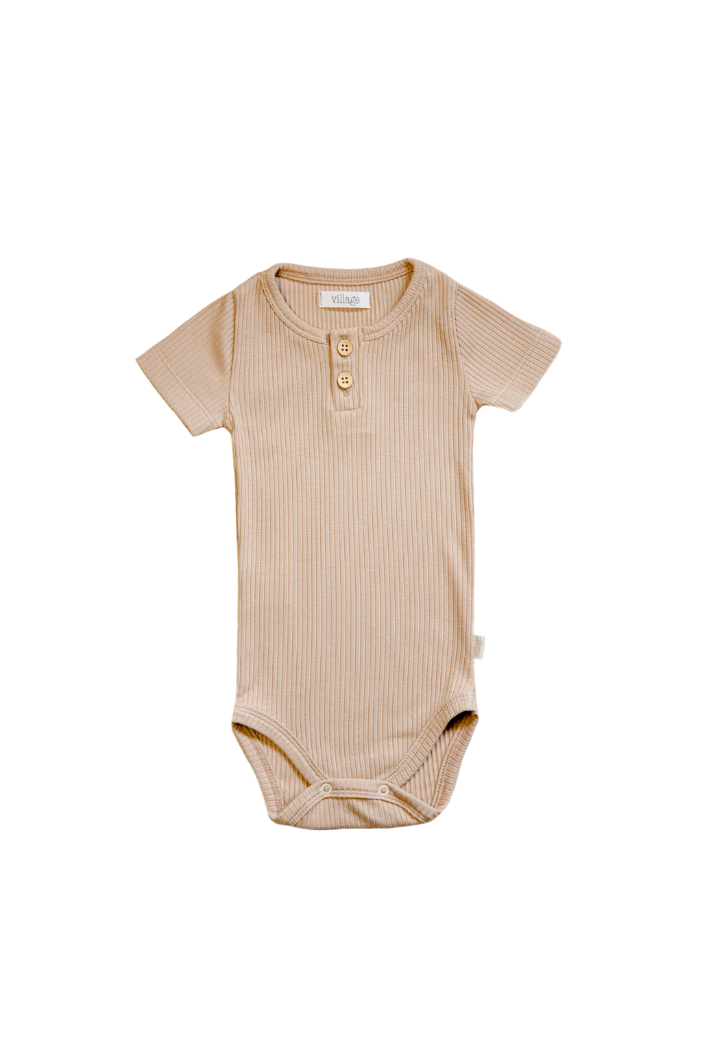 Ribbed body with short sleeves - ocher