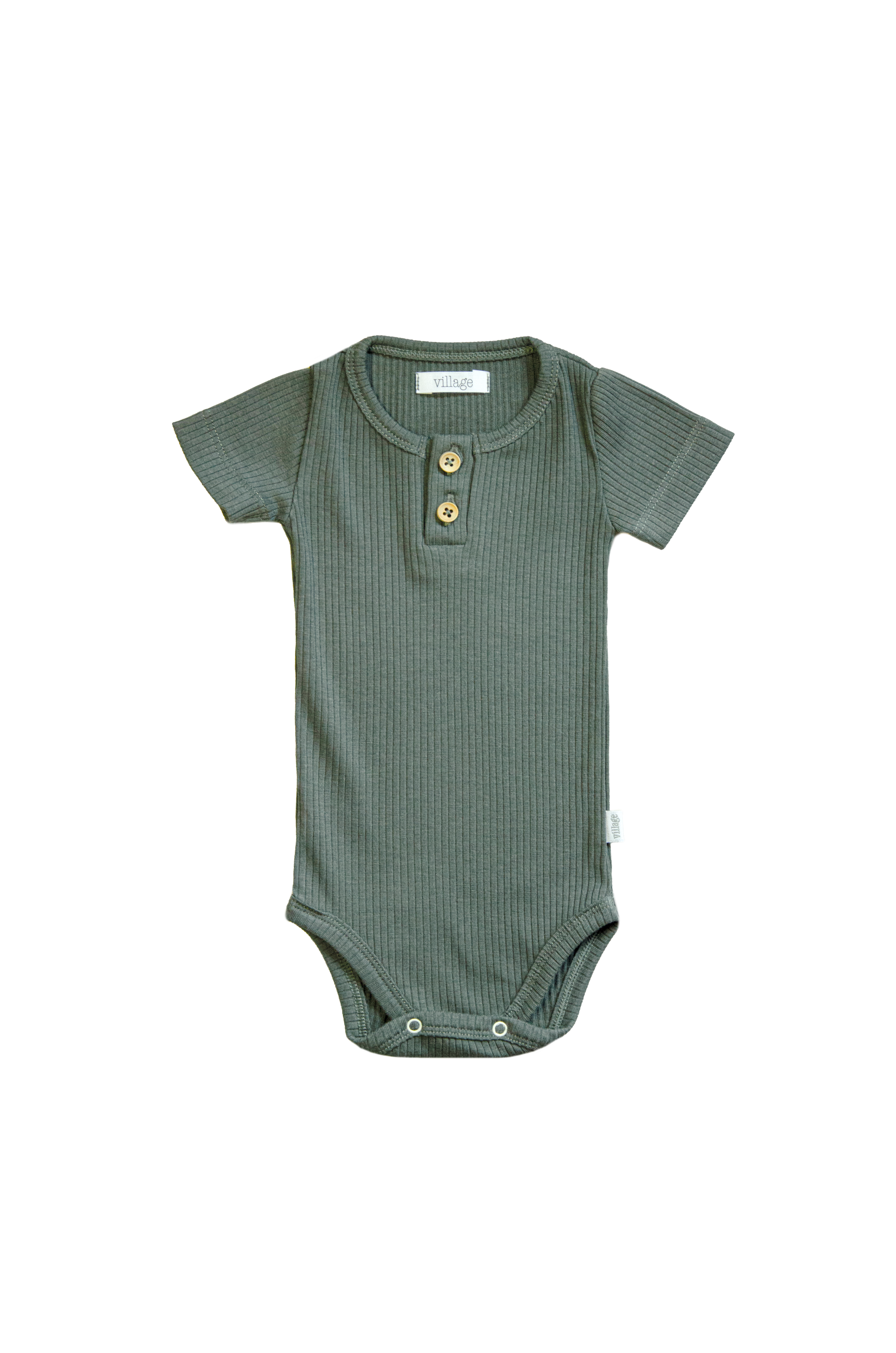 Ribbed body with short sleeves - green