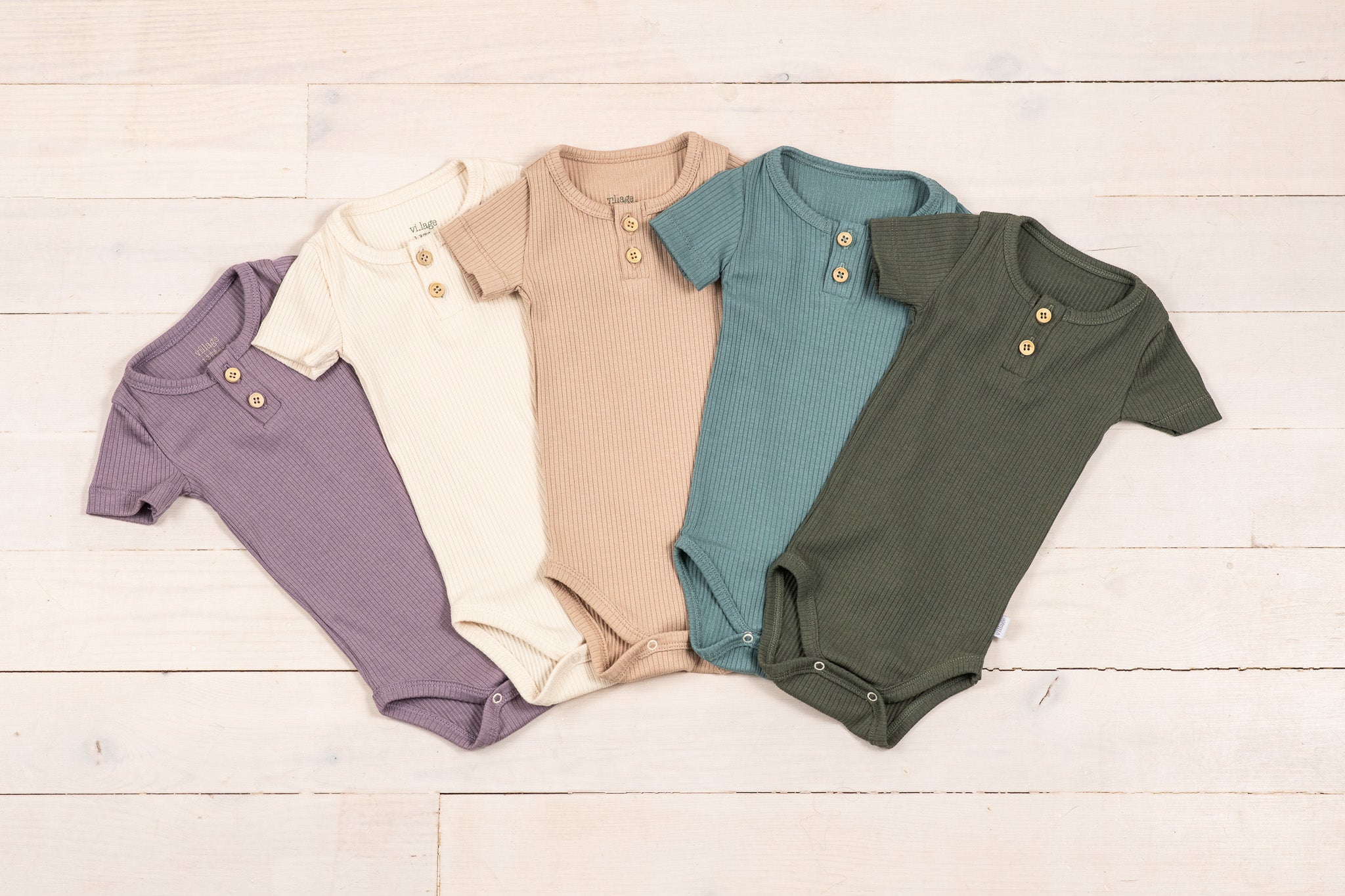 Ribbed body with short sleeves - ocher